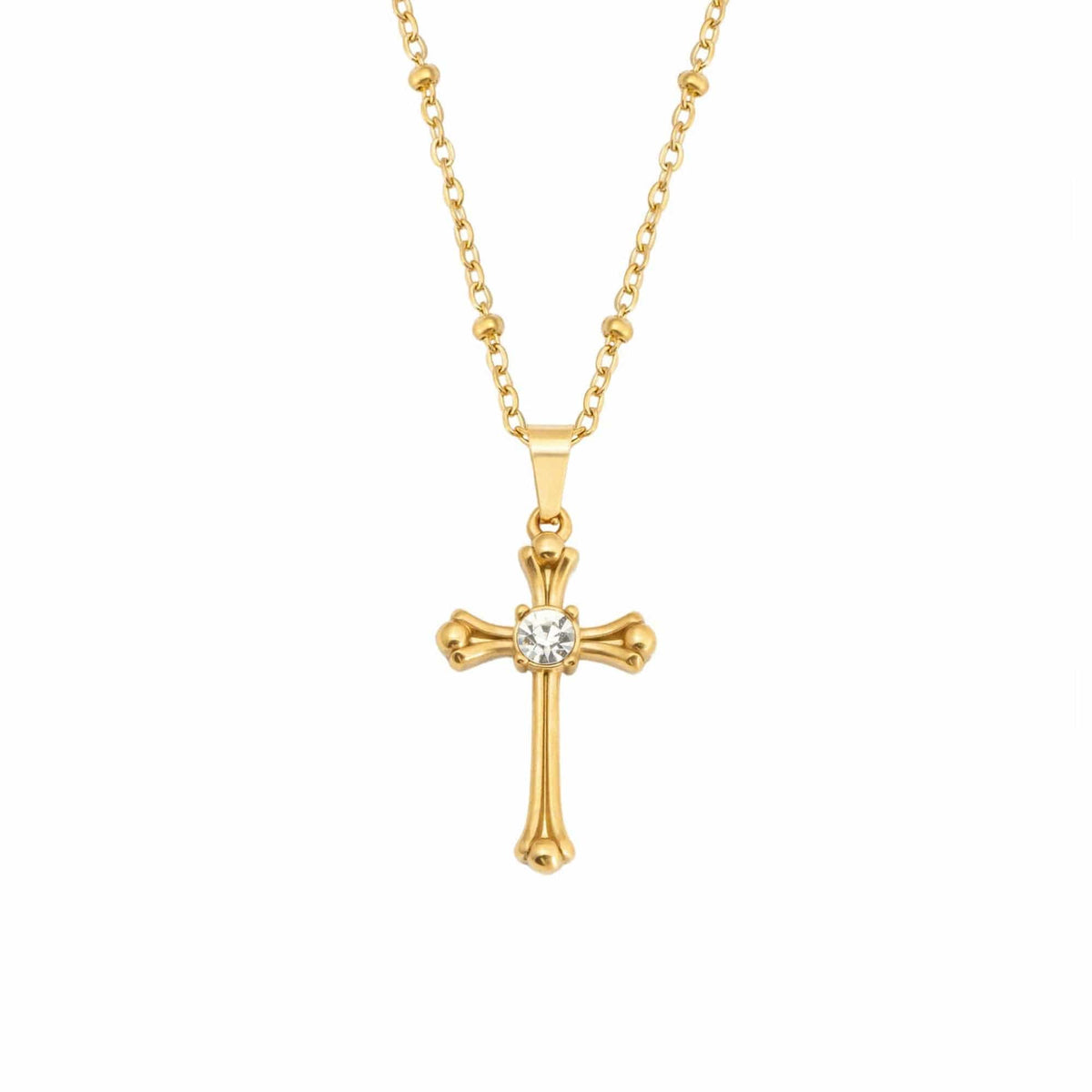 BohoMoon Stainless Steel Antonella Cross Necklace Gold
