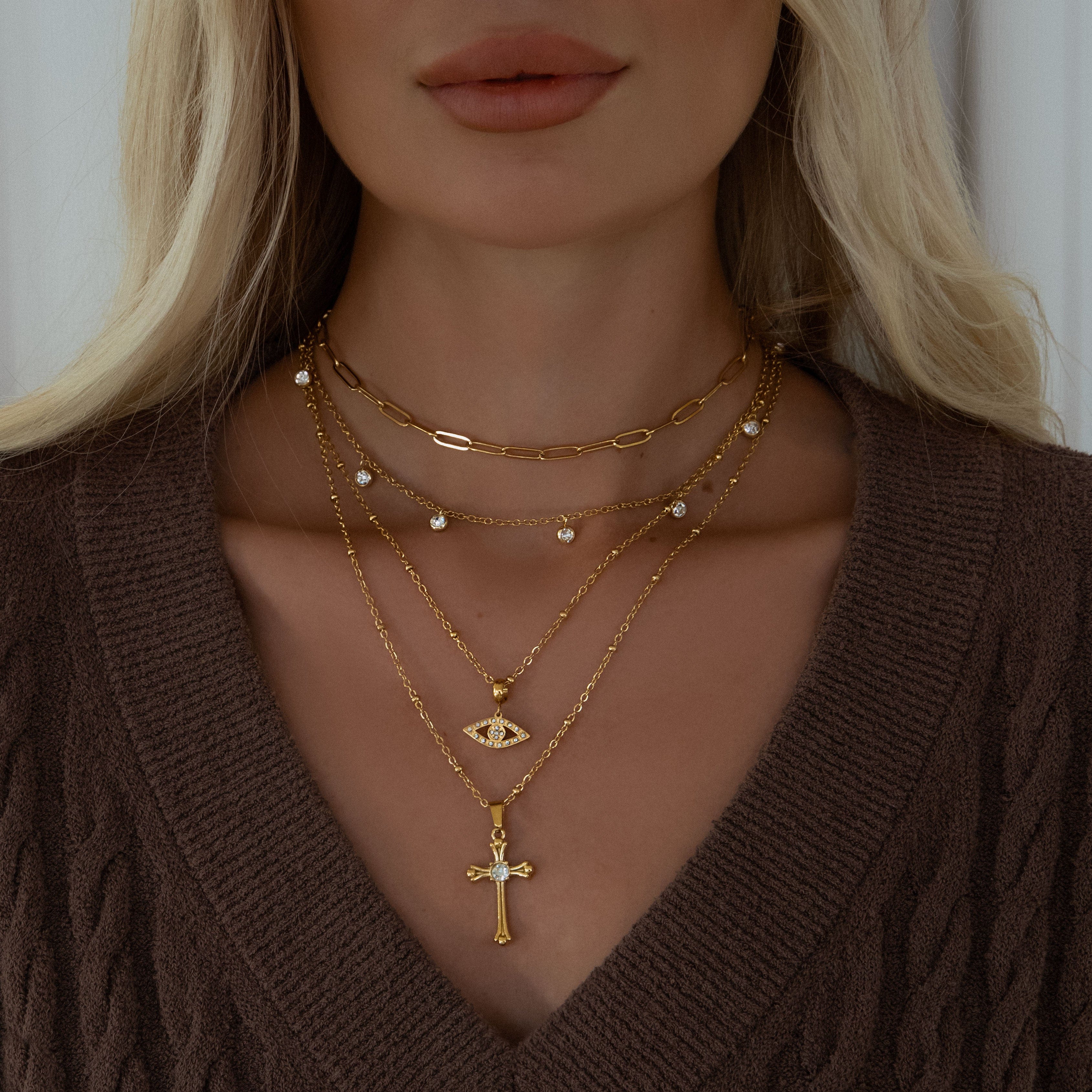 Bohomoon Antonella Cross Necklace | Sweatproof & Tarnish Free