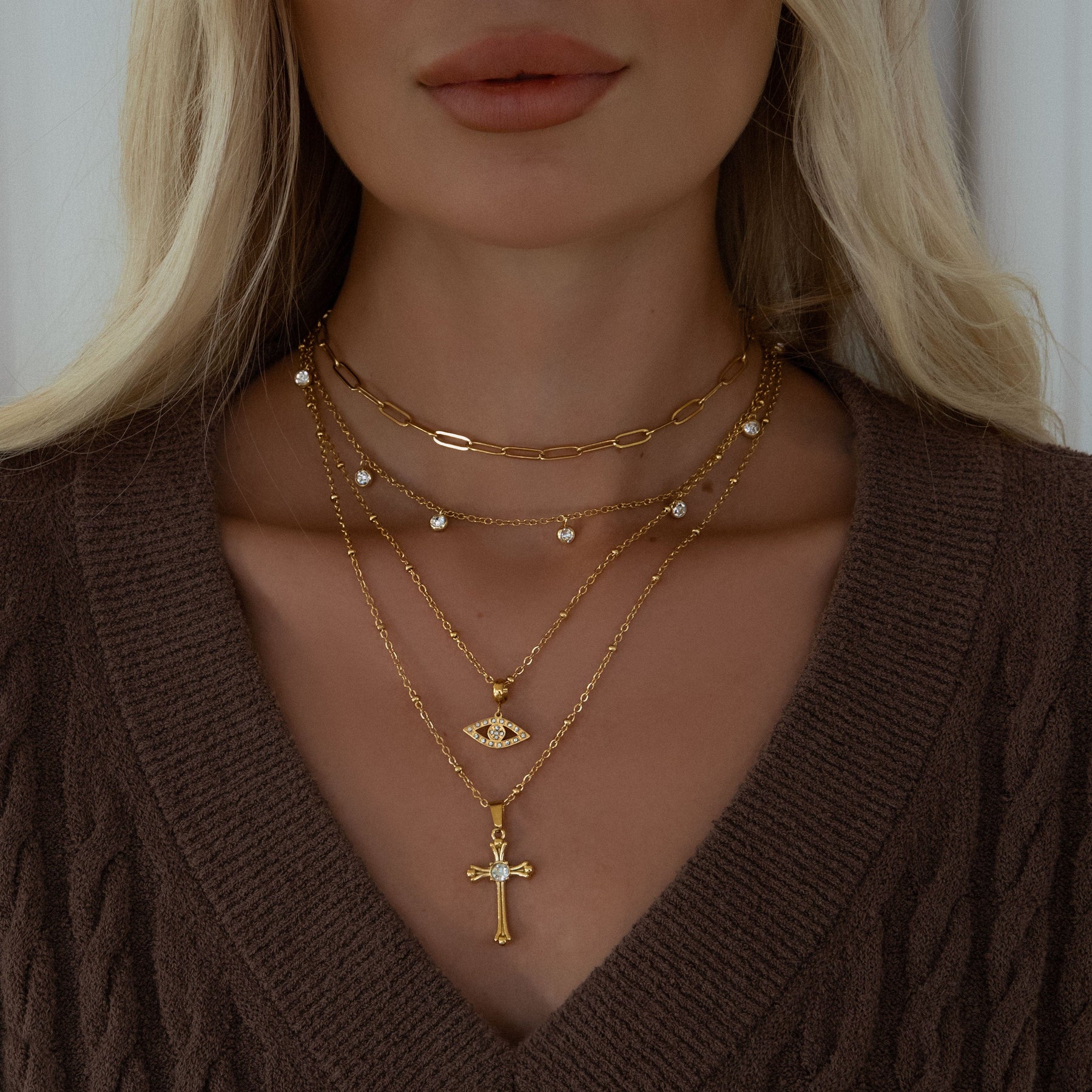 BohoMoon Stainless Steel Antonella Cross Necklace