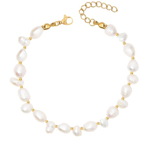 BohoMoon Stainless Steel Aquamarine Pearl Bracelet Gold