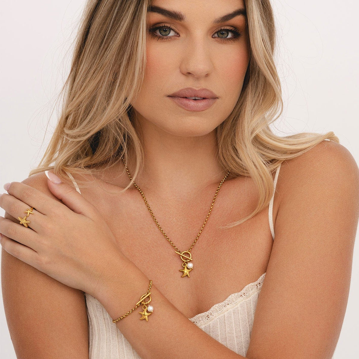 Bohomoon Stainless Steel Aquamarine TBar Necklace