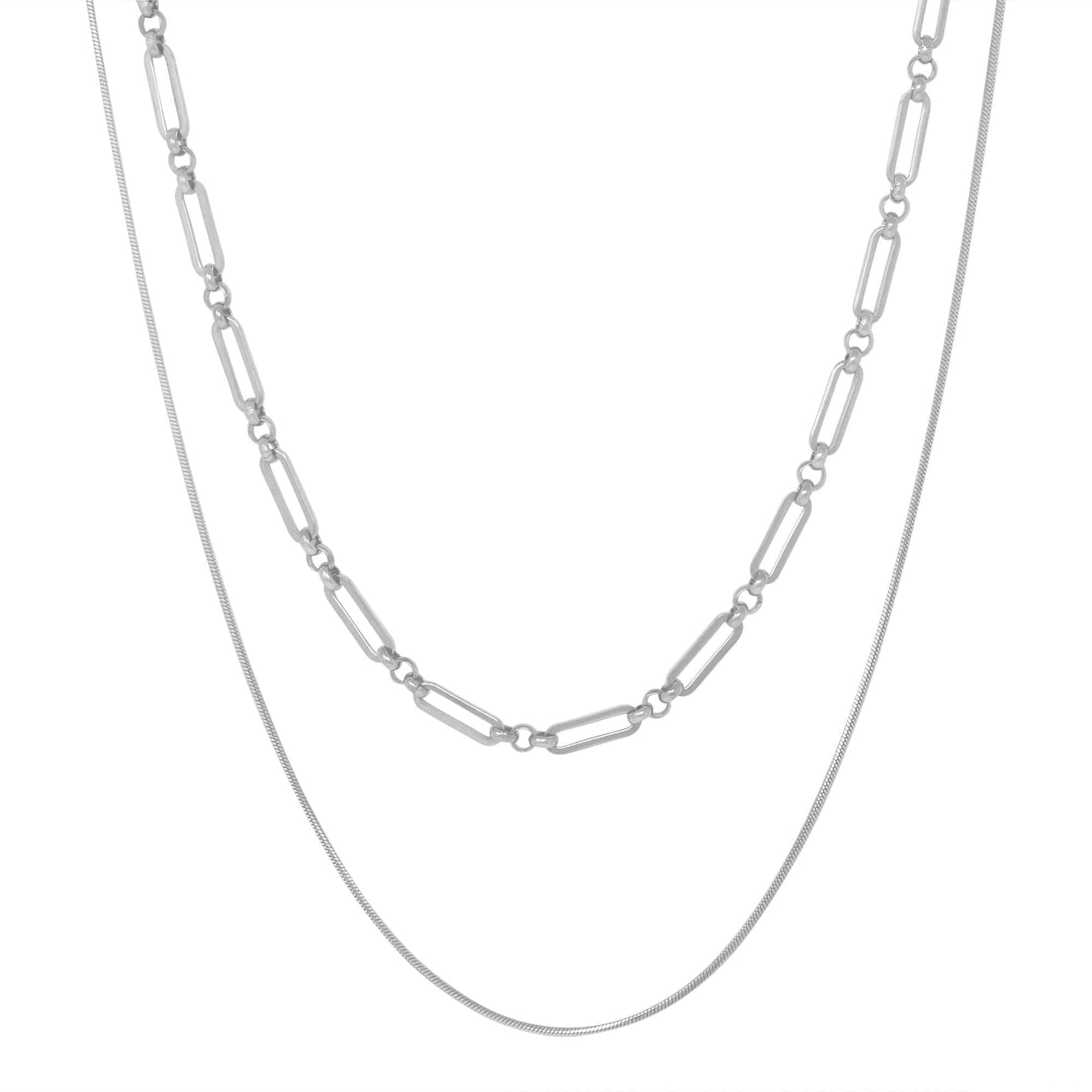 BohoMoon Stainless Steel Ashanti Layered Necklace Silver