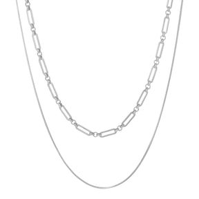BohoMoon Stainless Steel Ashanti Layered Necklace Silver