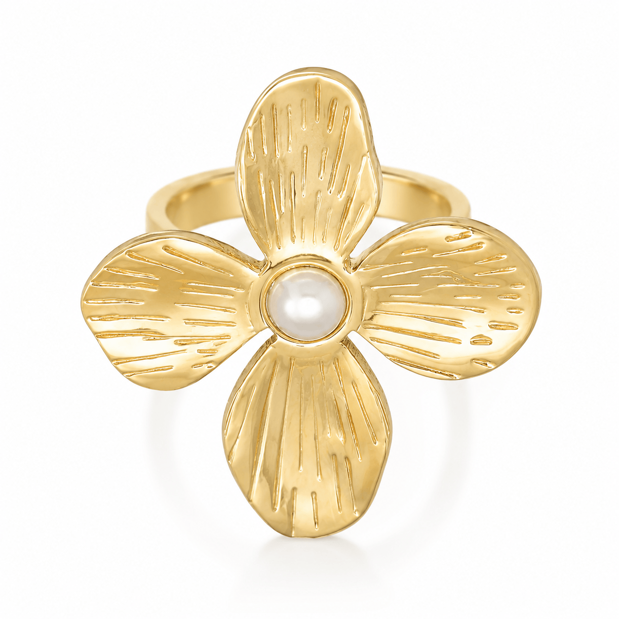 Bohomoon Stainless Steel Aurelie Flower Pearl Ring