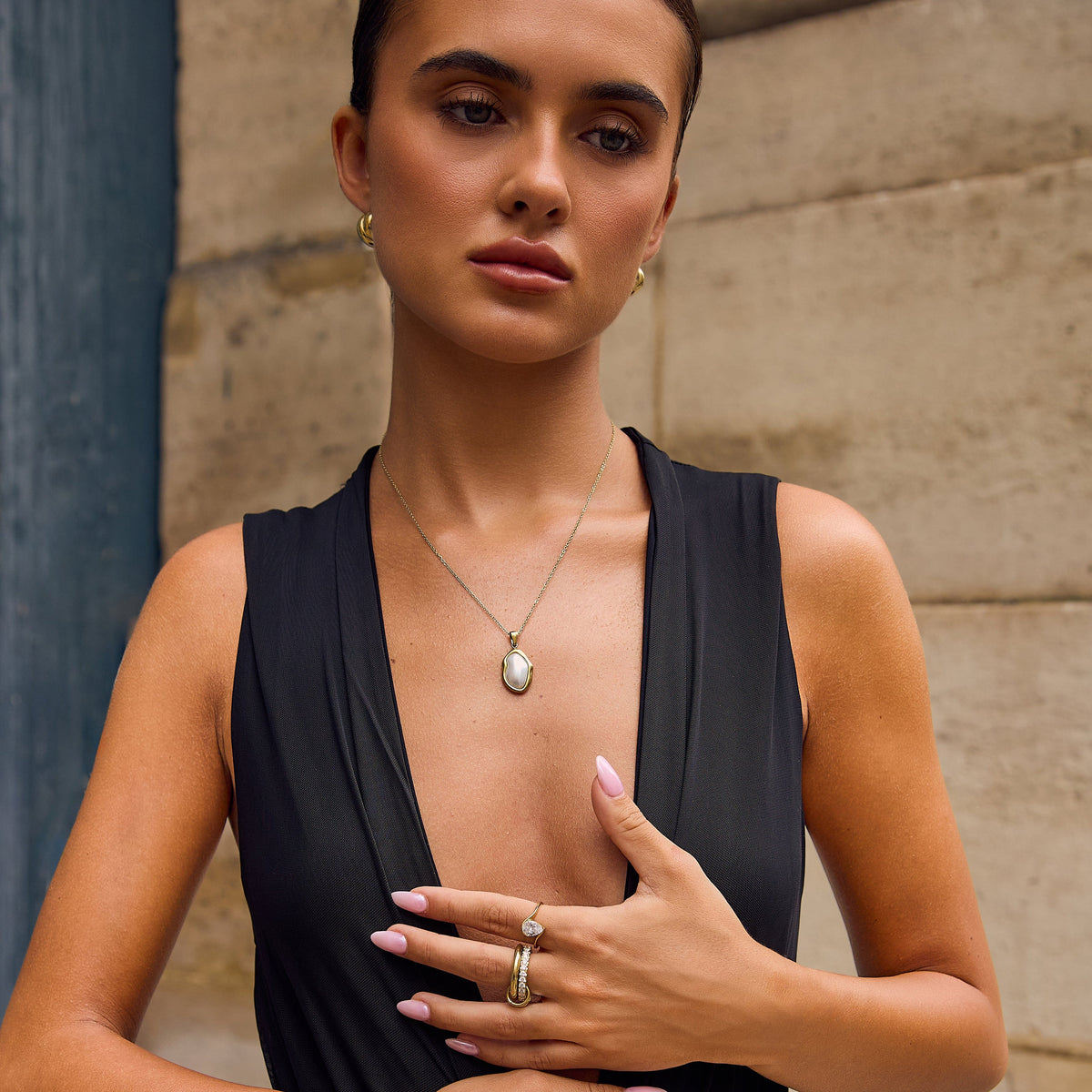 Bohomoon Stainless Steel Aveline Pearl Necklace