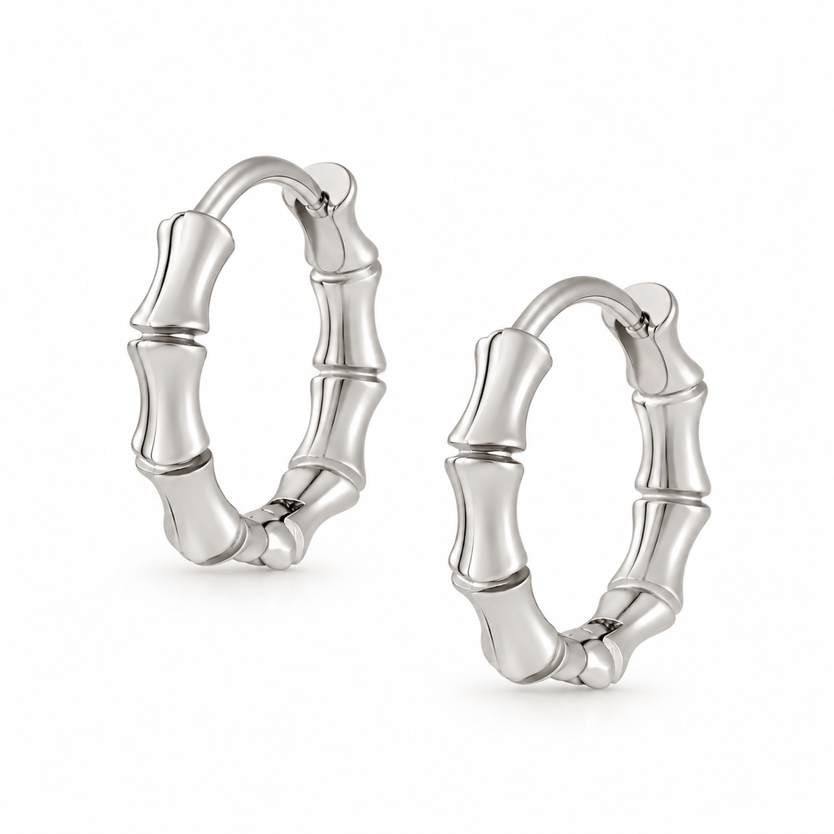 Bohomoon Stainless Steel Bamboo Hoop Earrings