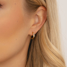 Bohomoon Stainless Steel Barbados Pearl Hoop Earrings