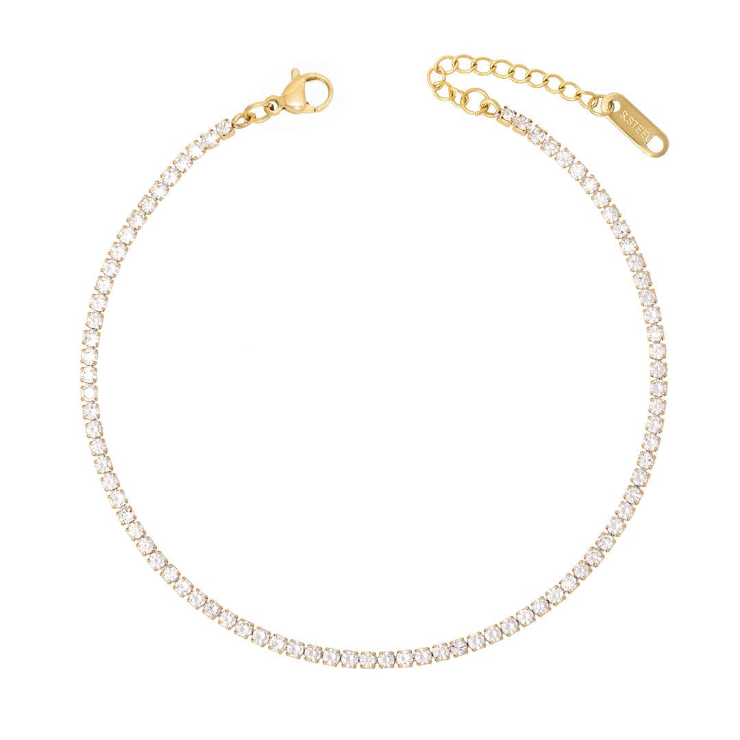 BohoMoon Stainless Steel Bardot Tennis Anklet Gold
