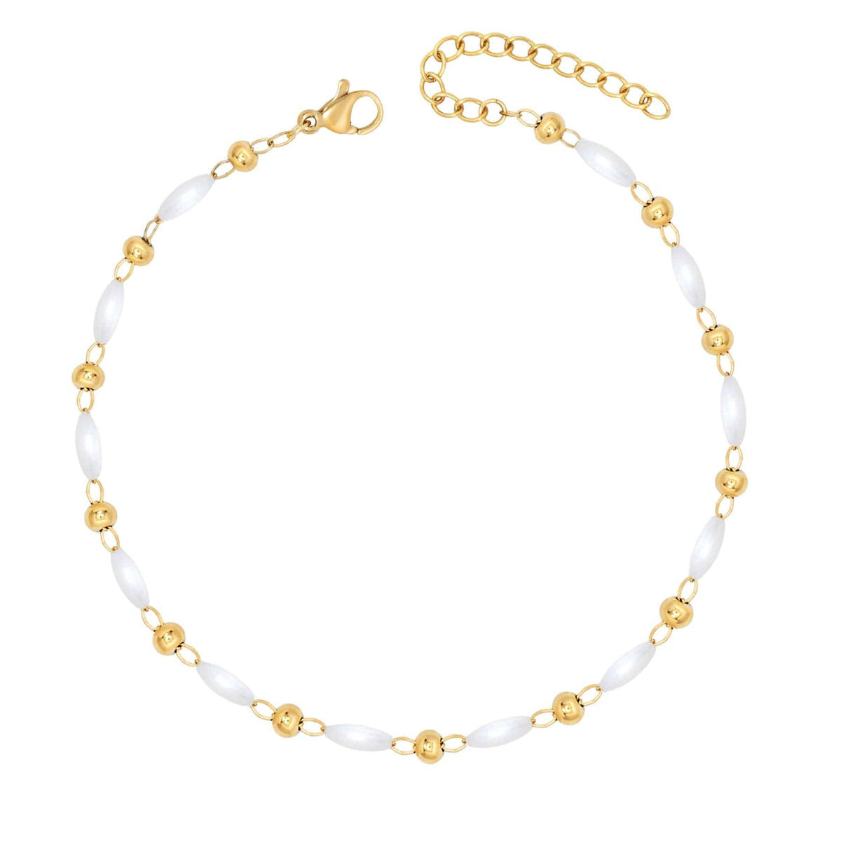 BohoMoon Stainless Steel Beatrice Pearl Anklet Gold