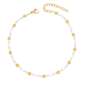 BohoMoon Stainless Steel Beatrice Pearl Anklet Gold