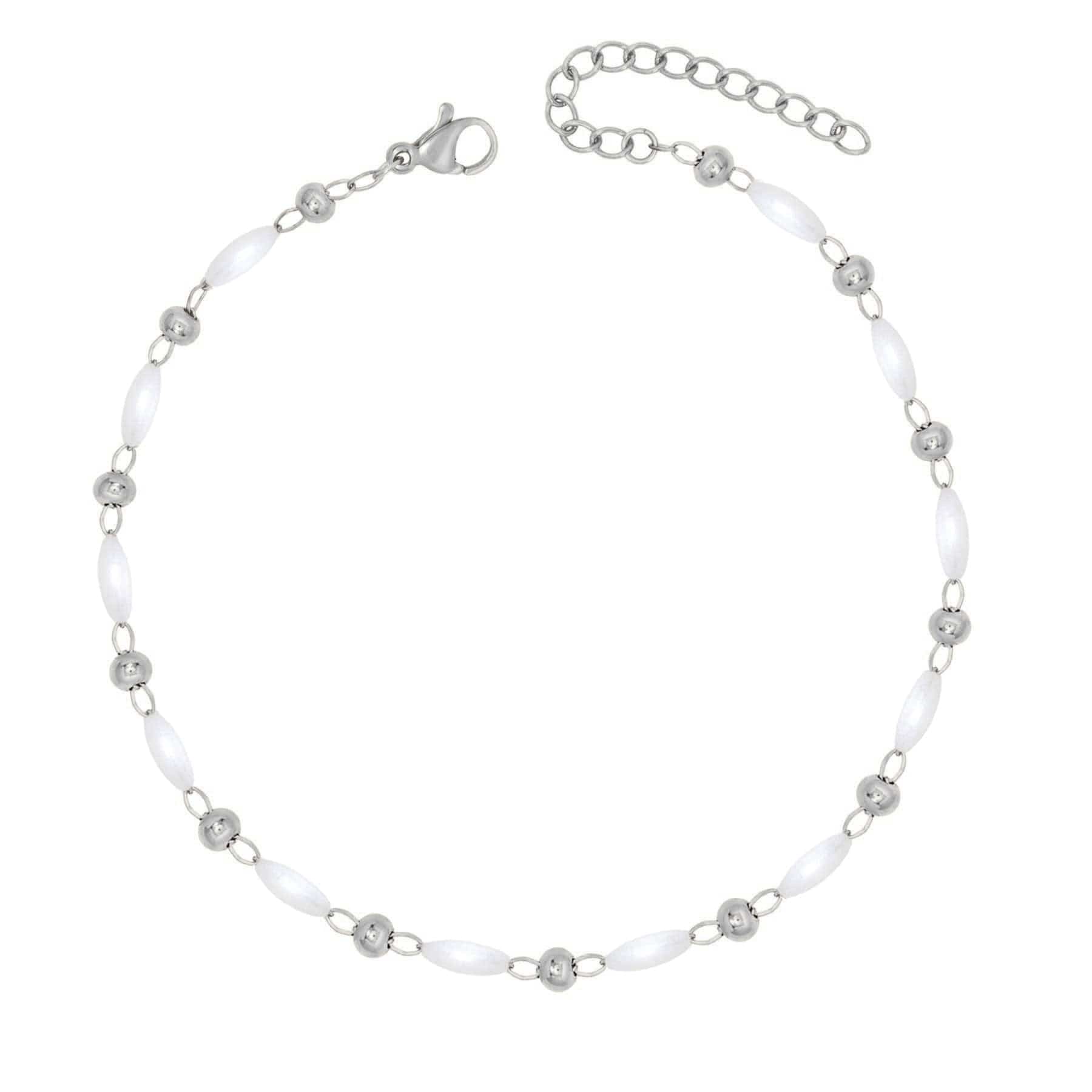 BohoMoon Stainless Steel Beatrice Pearl Anklet Silver