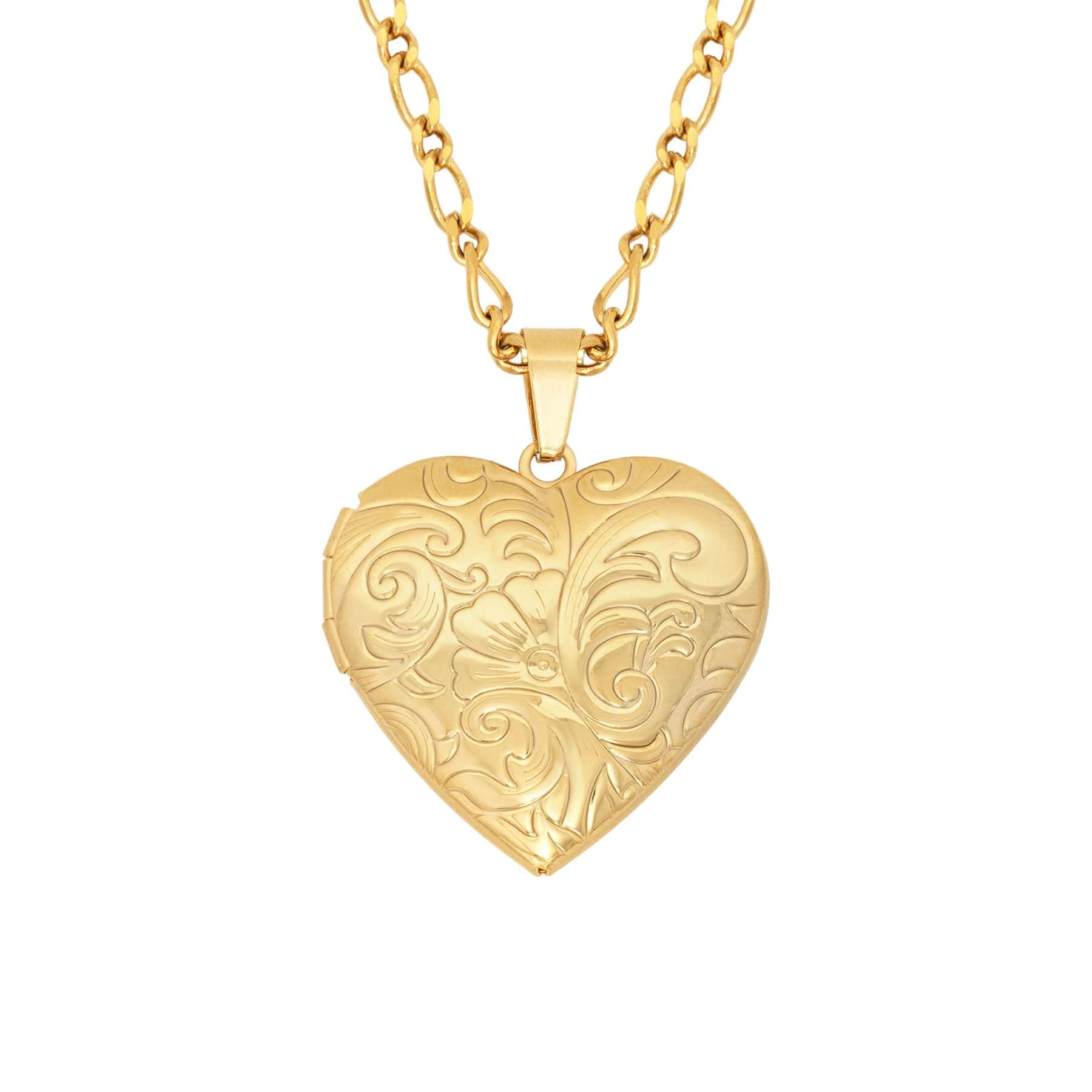 BohoMoon Stainless Steel Beau Heart Locket Necklace Gold