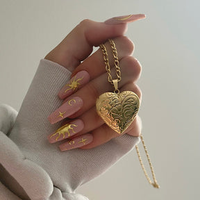 BohoMoon Stainless Steel Beau Heart Locket Necklace Gold