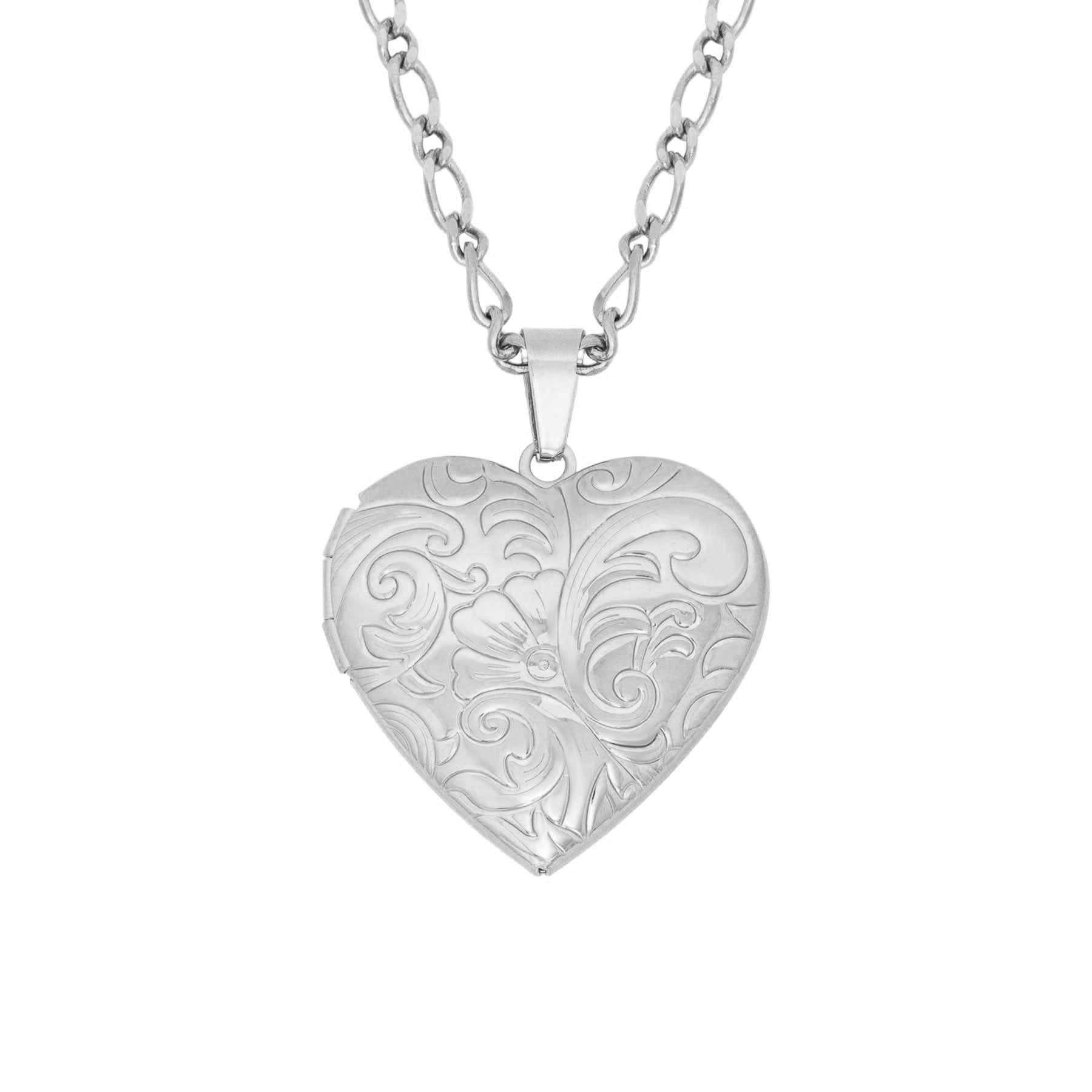 BohoMoon Stainless Steel Beau Heart Locket Necklace Silver