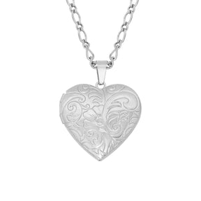 BohoMoon Stainless Steel Beau Heart Locket Necklace Silver