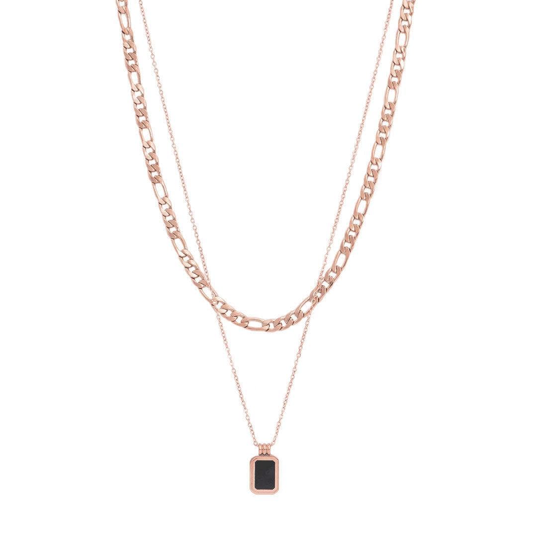 BohoMoon Stainless Steel Belle Layered Necklace Rose Gold