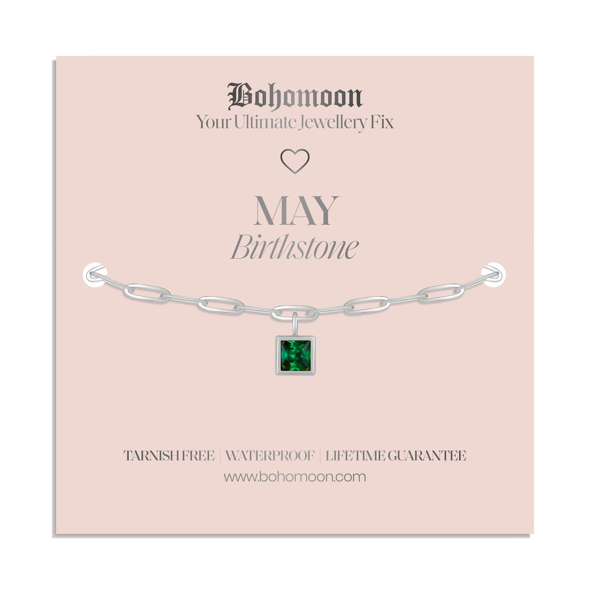 Bohomoon Stainless Steel Birthstone Bracelet