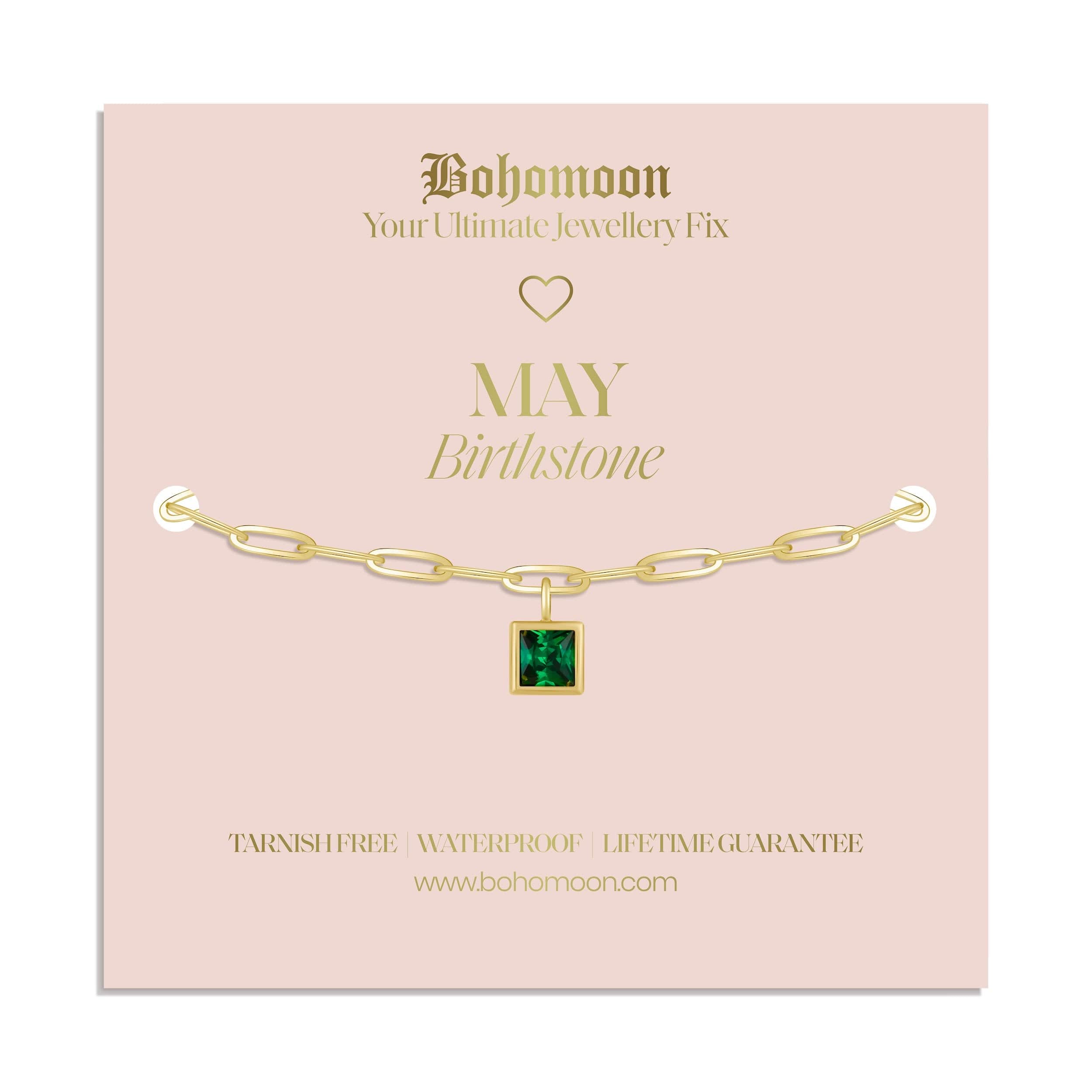 Bohomoon Stainless Steel Birthstone Bracelet