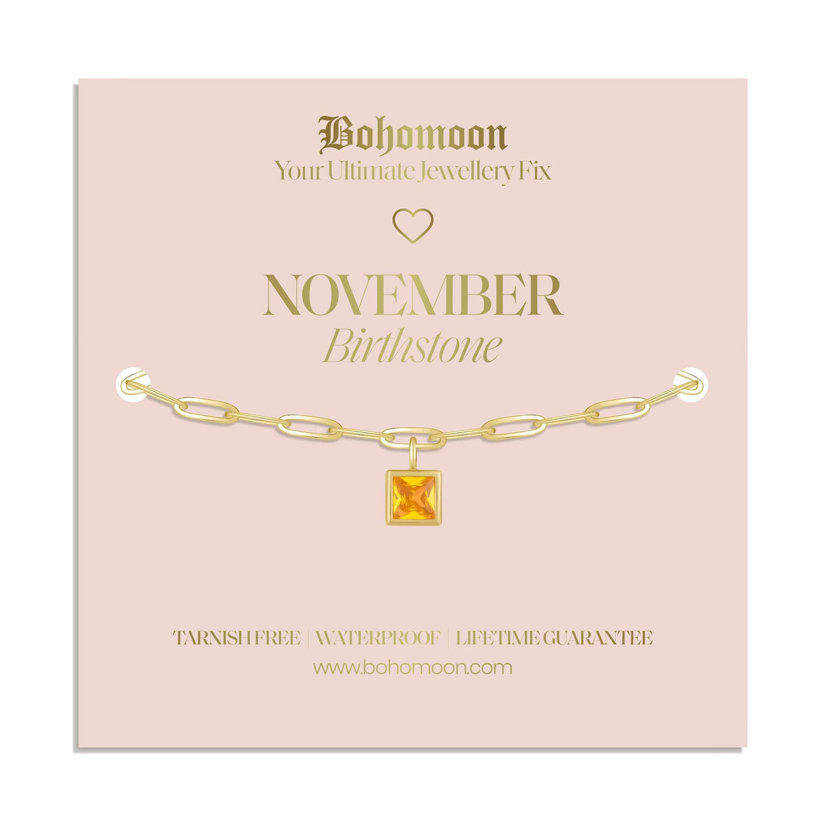 Bohomoon Stainless Steel Birthstone Bracelet