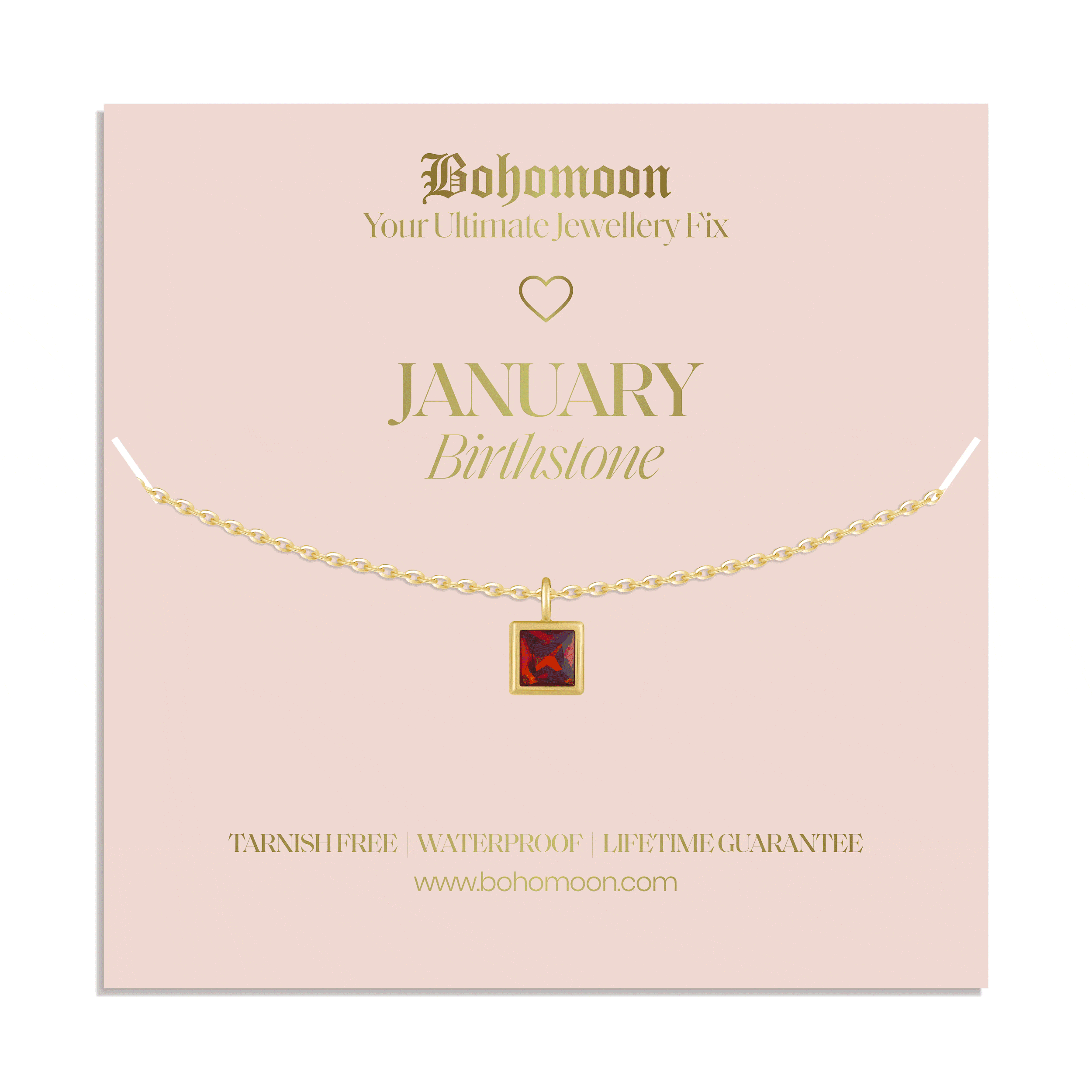 Bohomoon Stainless Steel Birthstone Necklace