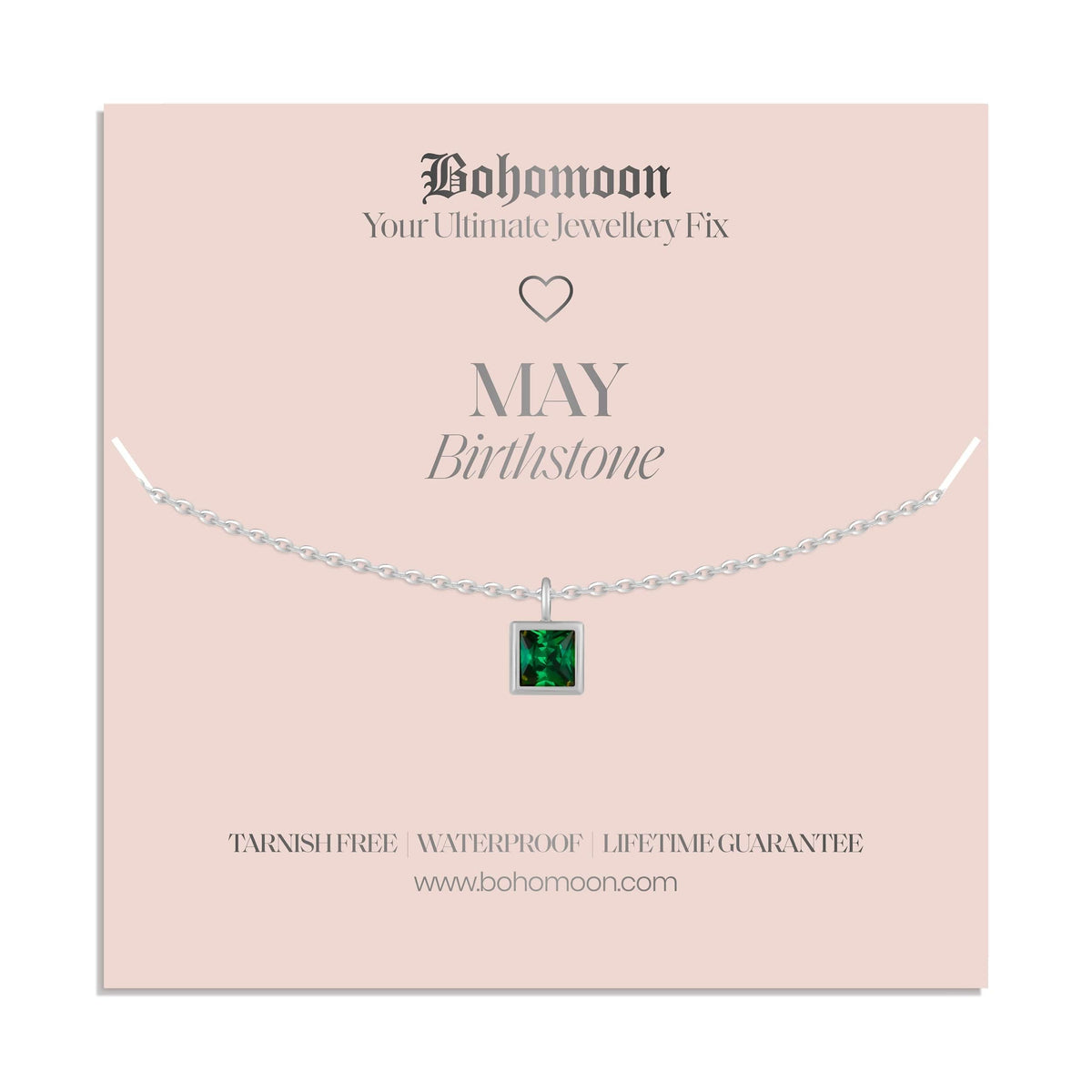 Bohomoon Stainless Steel Birthstone Necklace