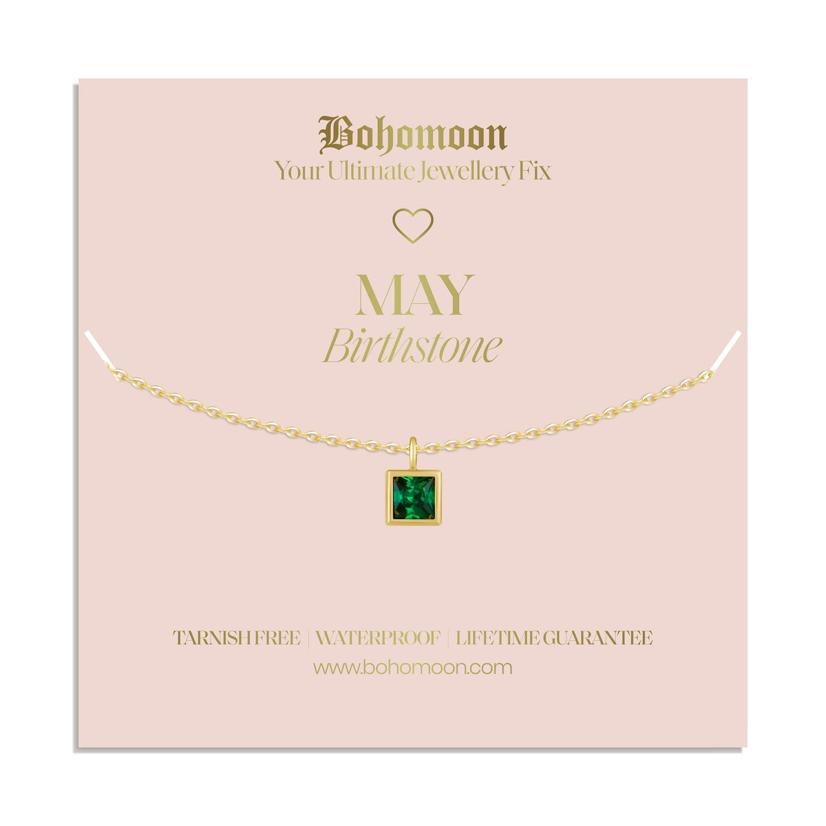 Bohomoon Stainless Steel Birthstone Necklace