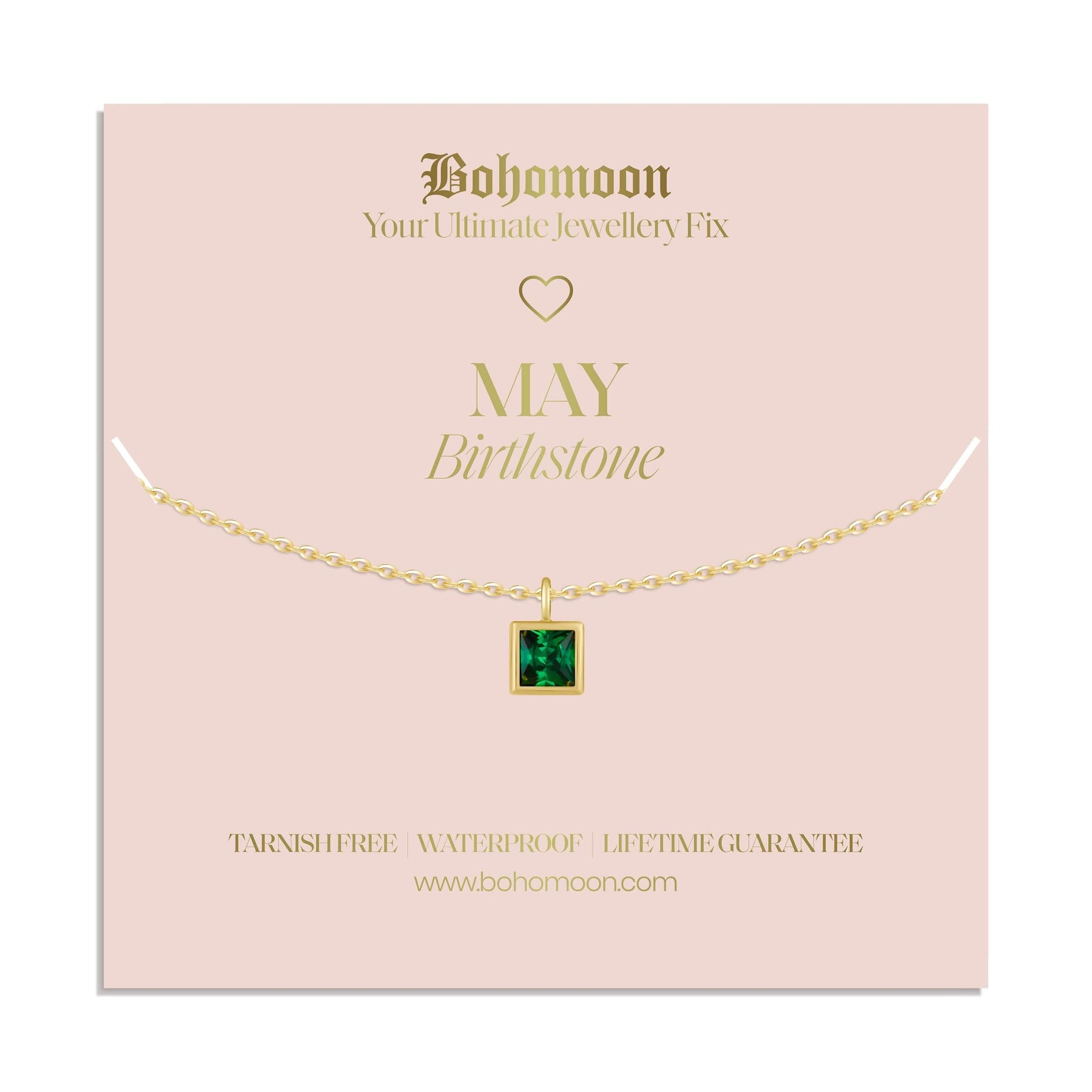 Bohomoon Stainless Steel Birthstone Necklace