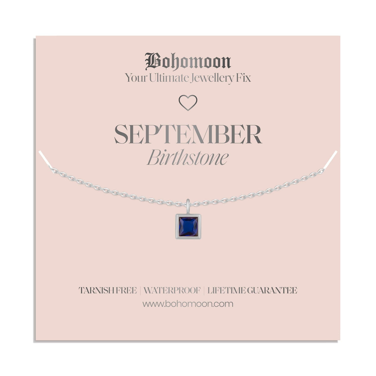 Bohomoon Stainless Steel Birthstone Necklace