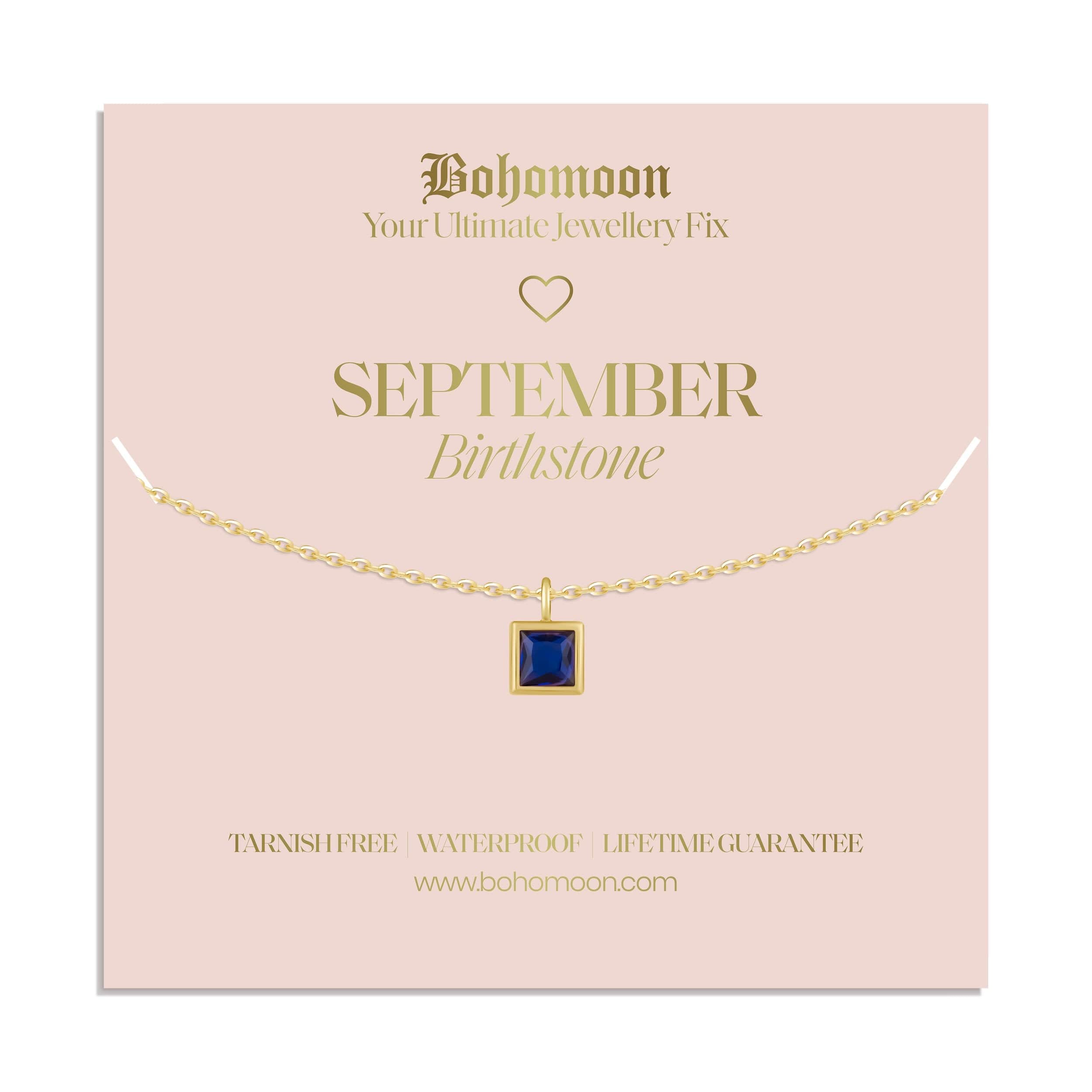 Bohomoon Stainless Steel Birthstone Necklace