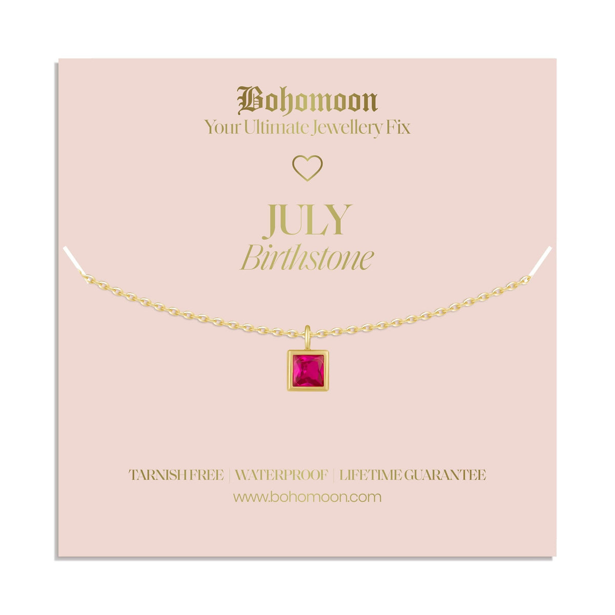 Bohomoon Stainless Steel Birthstone Necklace