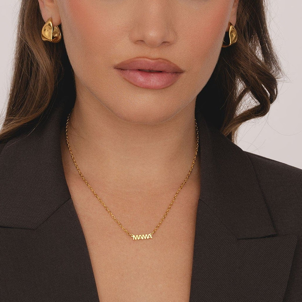 Bohomoon Stainless Steel Block Mama Heart Necklace