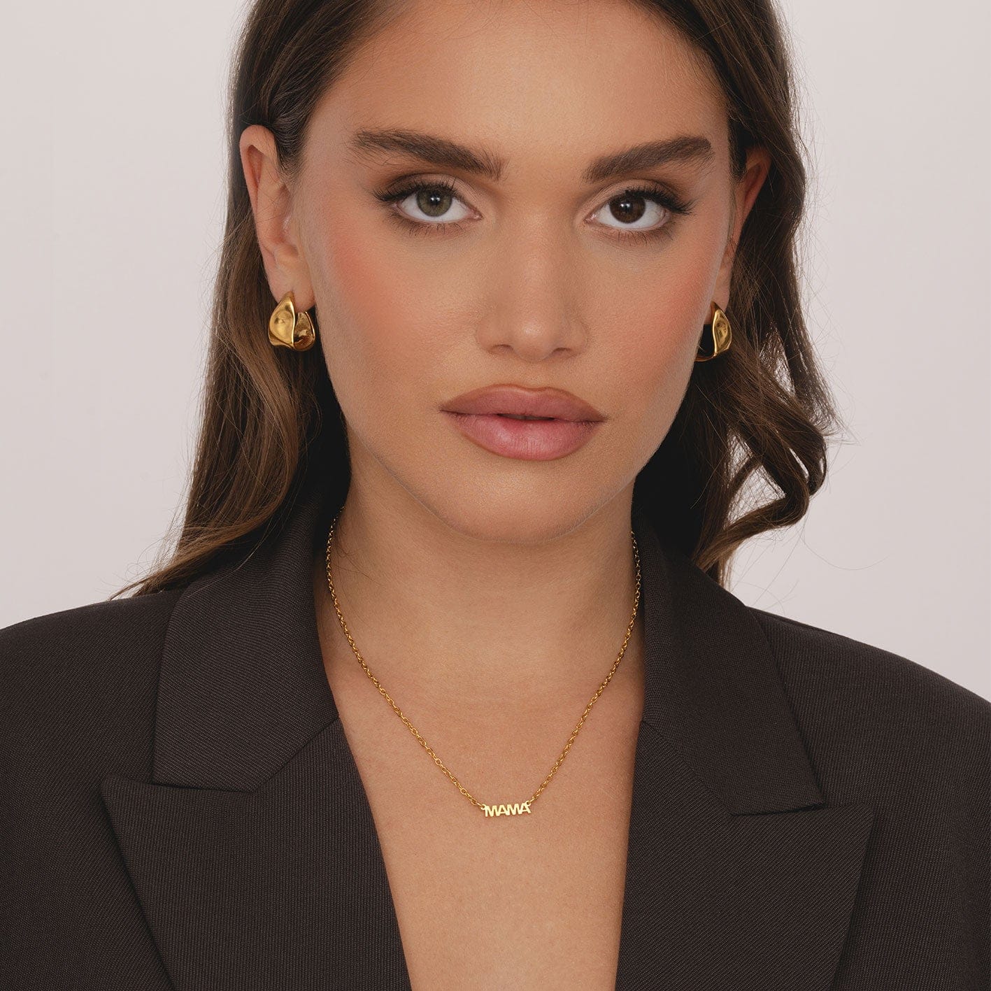 Bohomoon Stainless Steel Block Mama Heart Necklace