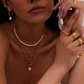 BohoMoon Stainless Steel Bora Bora Pearl Hoop Earrings Gold