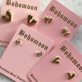BohoMoon Stainless Steel Bow Stud Earrings Gold
