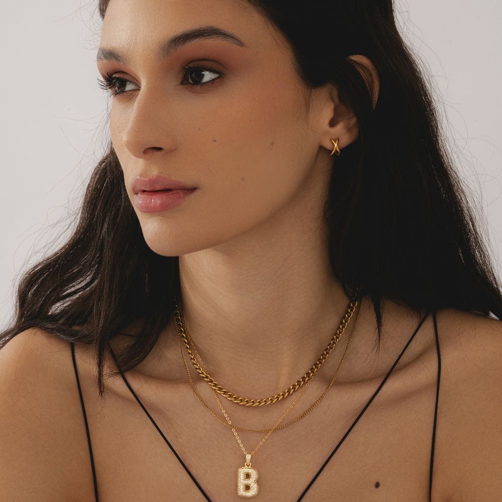 Bohomoon Stainless Steel Bubble Initial Necklace