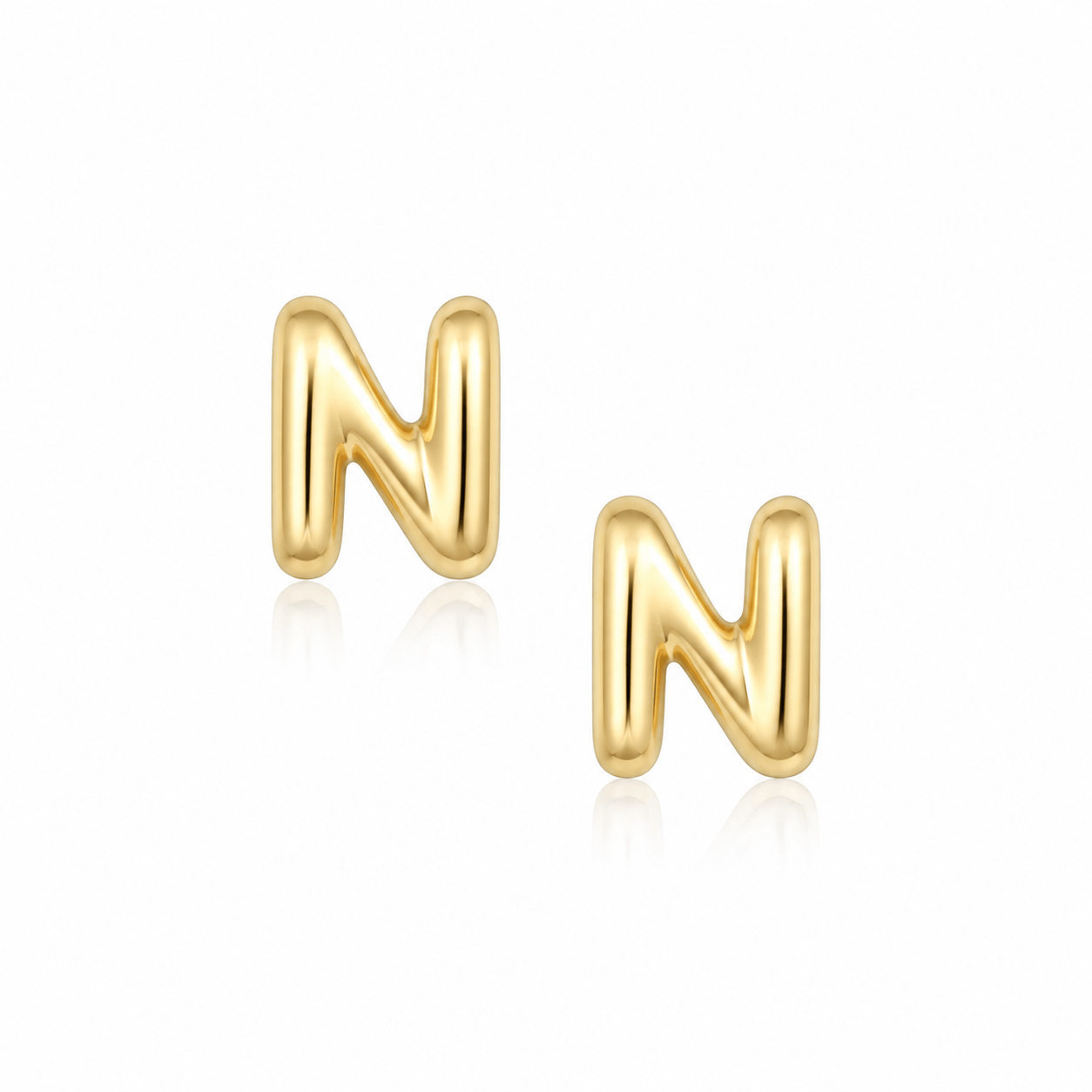 Bohomoon Stainless Steel Bubble Initial Stud Earrings