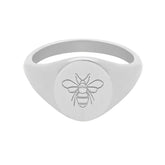 BohoMoon Stainless Steel Bumble Signet Ring Silver / US 4 / UK H / EUR 46 / (xxsmall)