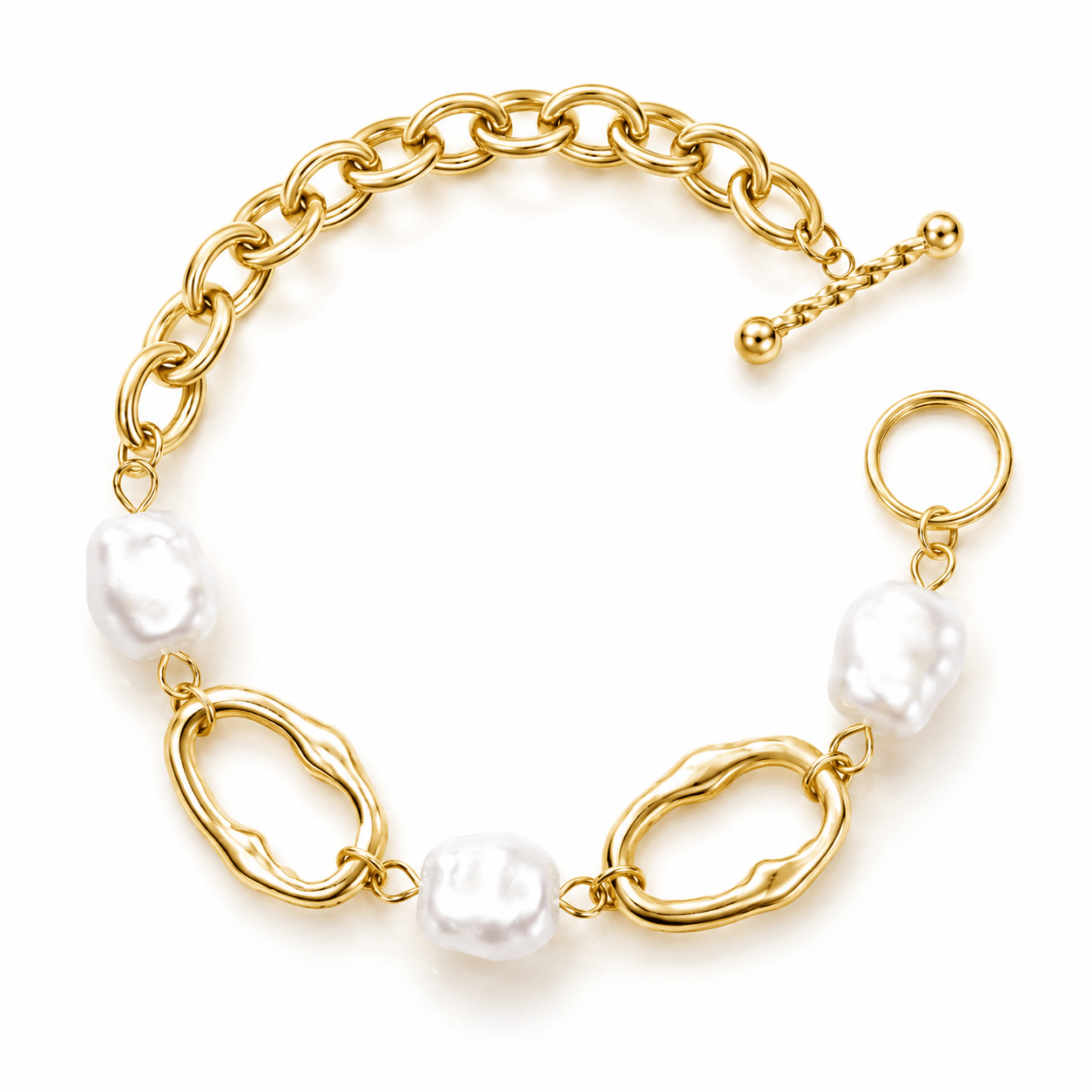 Bohomoon Stainless Steel Caicos Tbar Pearl Bracelet