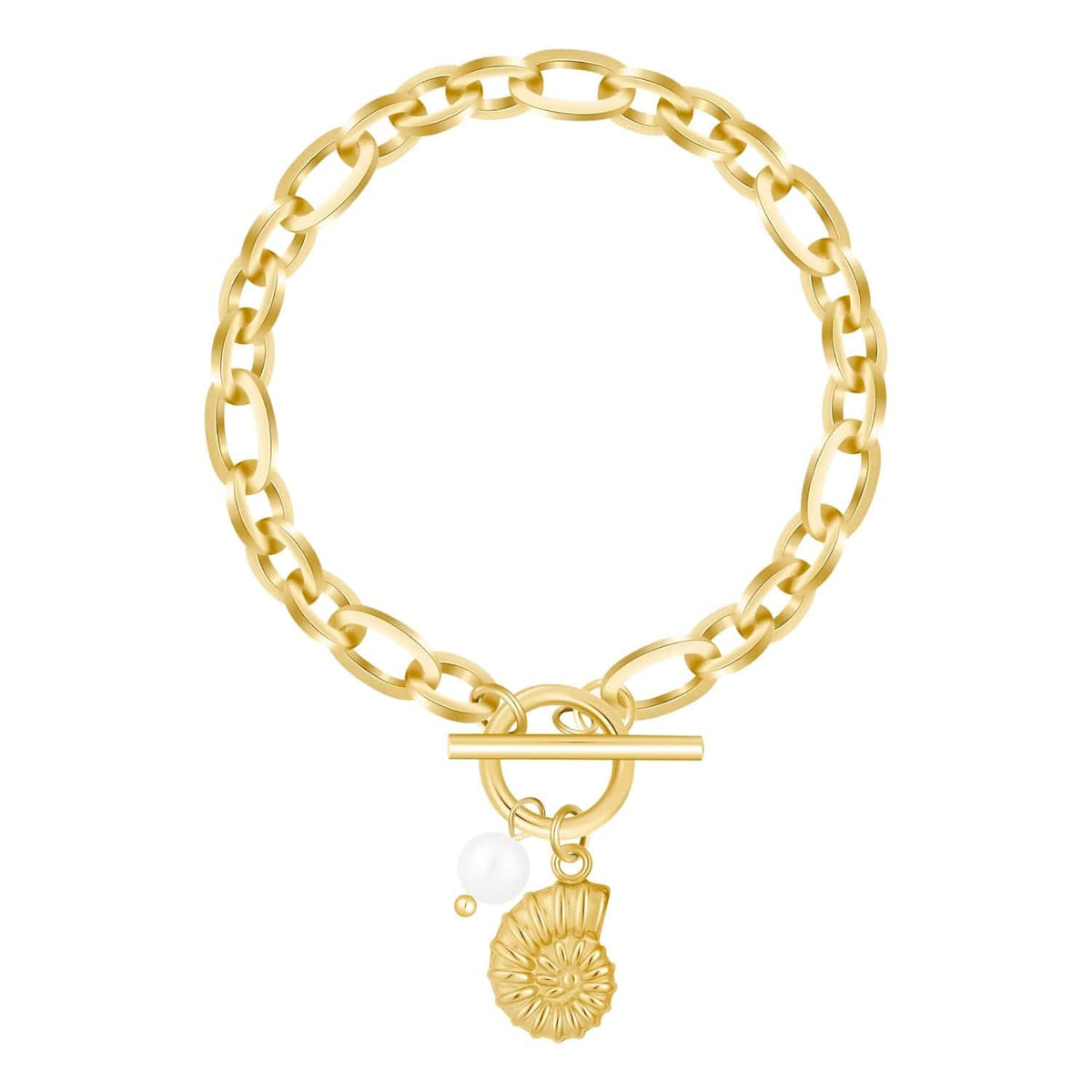 Bohomoon Stainless Steel Cavallino Pearl TBar Bracelet