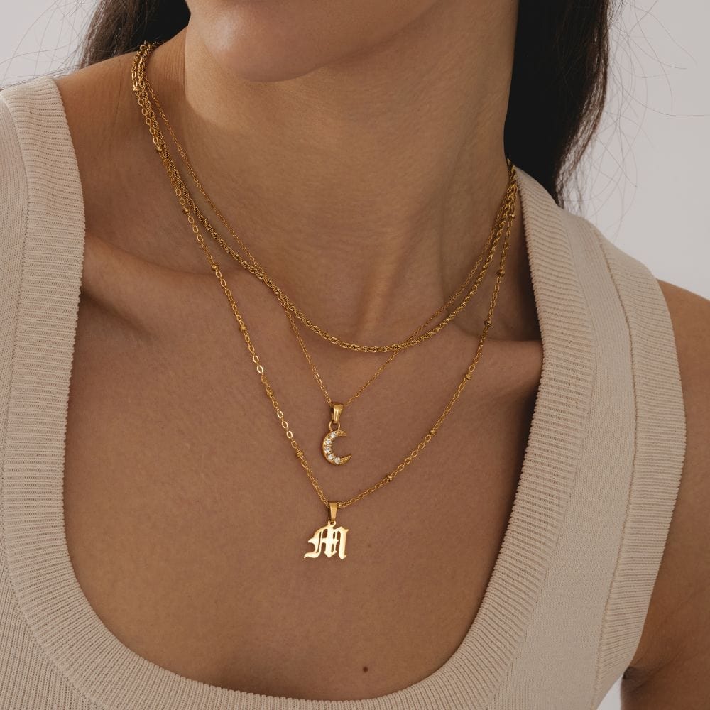 Bohomoon Stainless Steel Charisma Beaded Initial Necklace