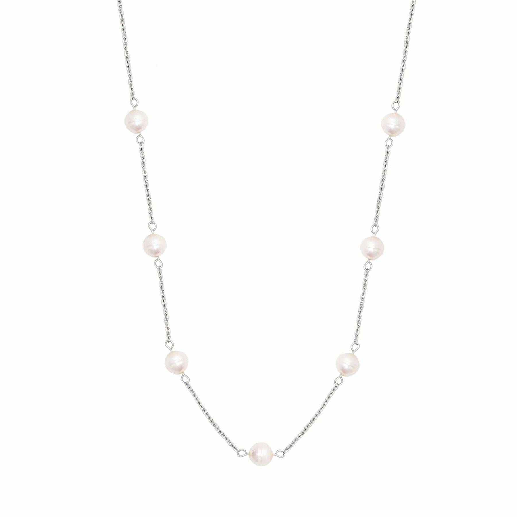 BohoMoon Stainless Steel Charlotte Pearl Necklace Silver