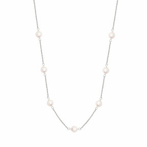BohoMoon Stainless Steel Charlotte Pearl Necklace Silver