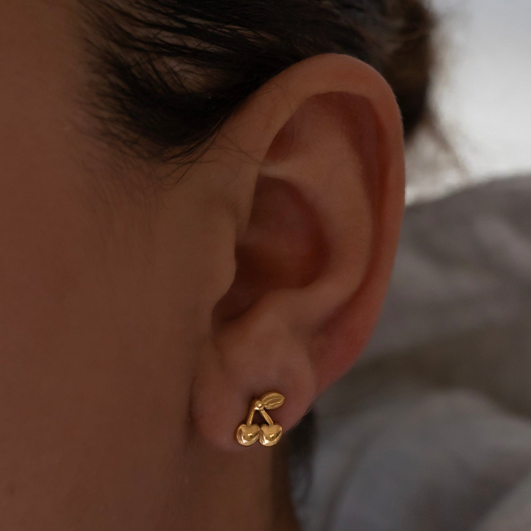 BohoMoon Stainless Steel Cherry Stud Earrings Gold