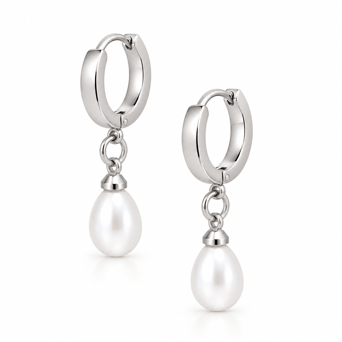 Bohomoon Stainless Steel Chlo Pearl Hoop Earrings