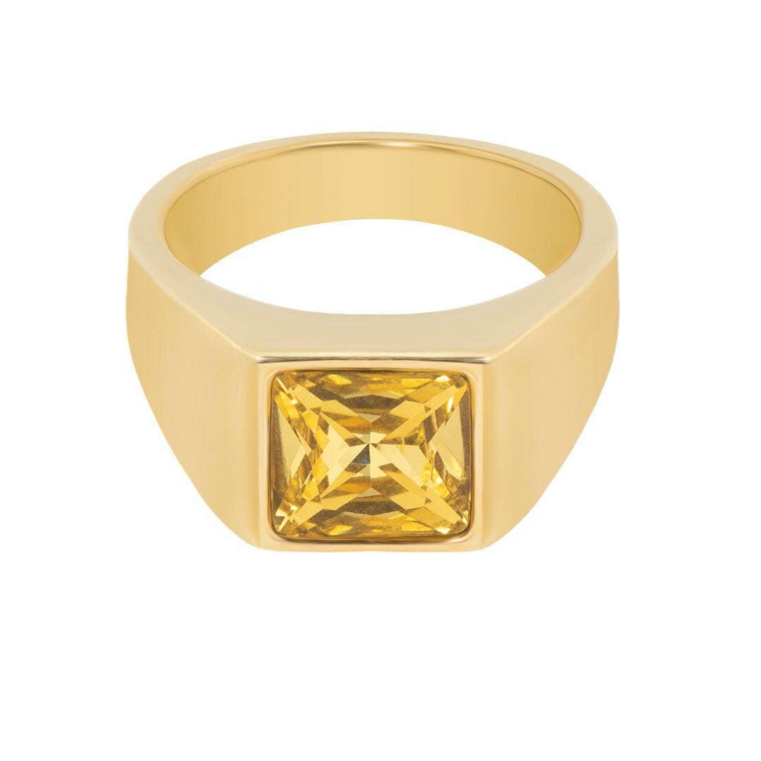 BohoMoon Stainless Steel Citrine Ring Gold / US 6 / UK L / EUR 51 (small)