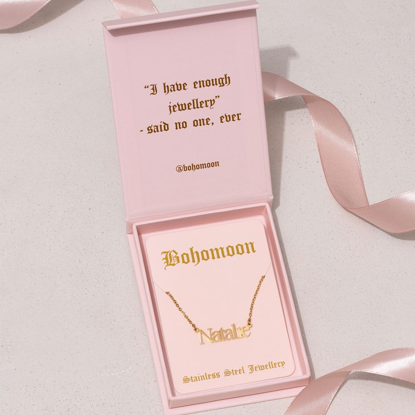 Bohomoon Stainless Steel Personalised Name Necklace - Classic