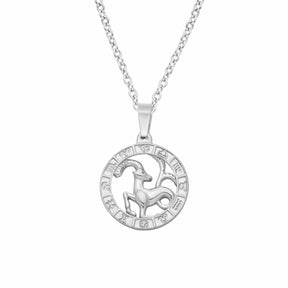 BohoMoon Stainless Steel Classic Zodiac Necklace Silver / Capricorn