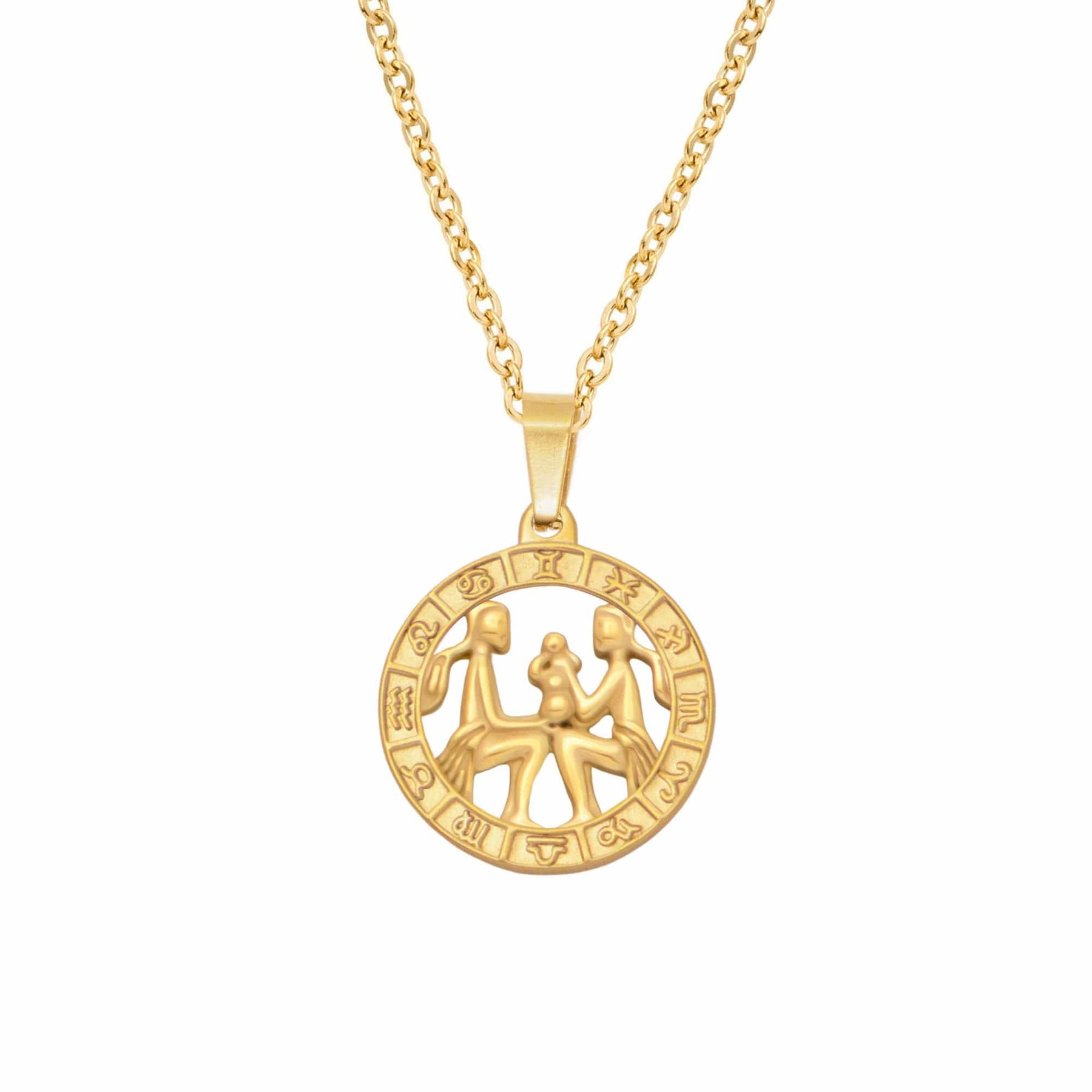 BohoMoon Stainless Steel Classic Zodiac Necklace Gold / Gemini