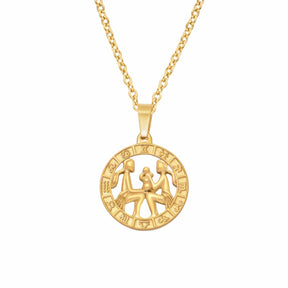 BohoMoon Stainless Steel Classic Zodiac Necklace Gold / Gemini