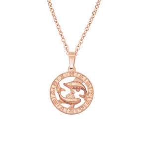 BohoMoon Stainless Steel Classic Zodiac Necklace Rose Gold / Pisces